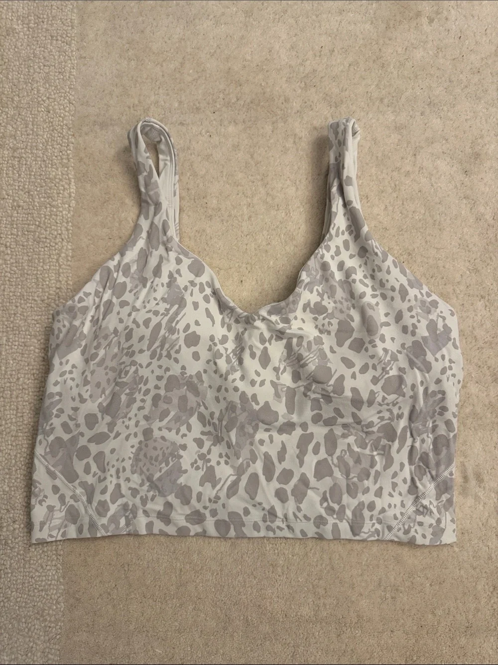 lululemon athletica White Tank Top with Light Gray Animal Print